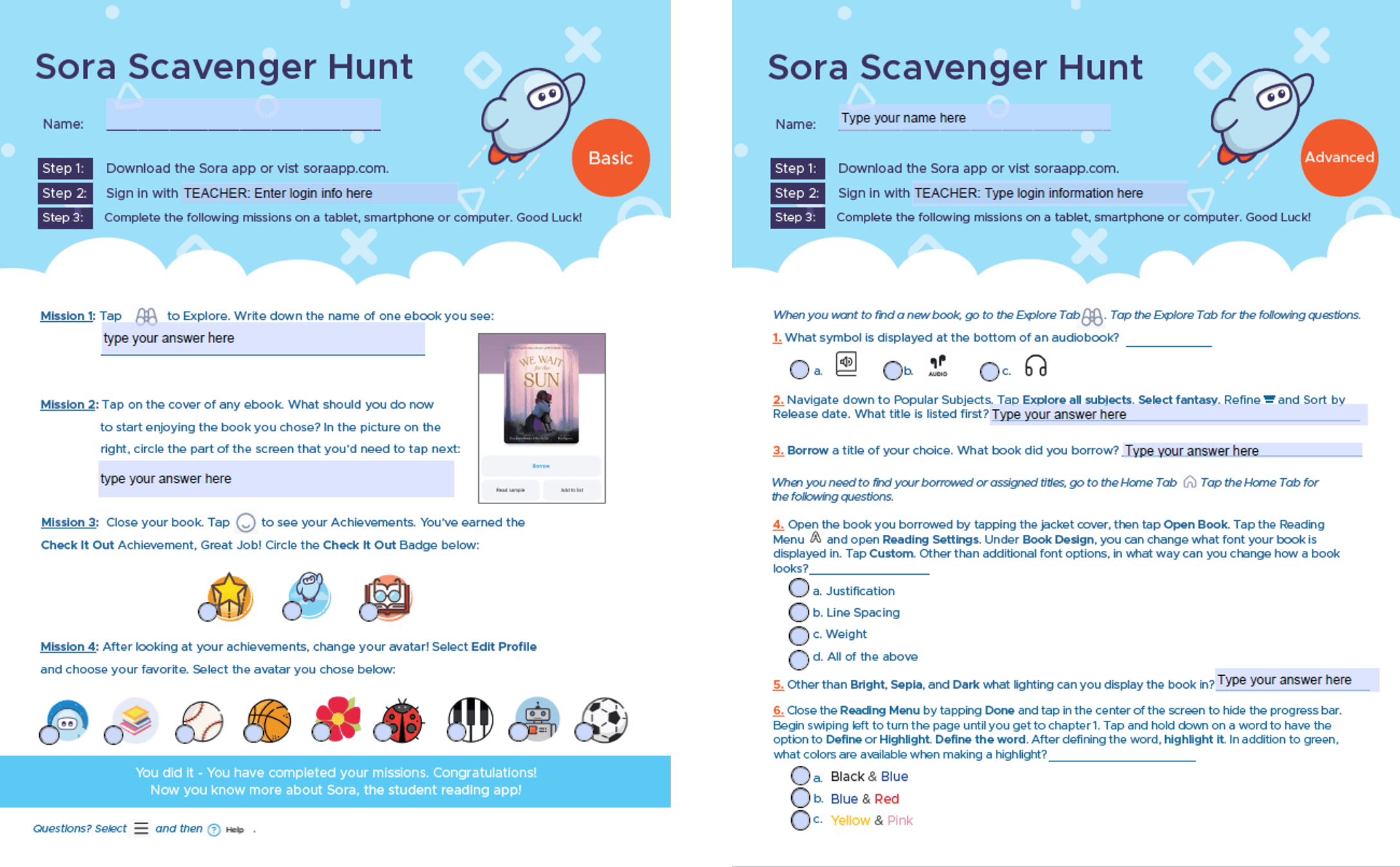 free outreach resources: sora scavenger hunt