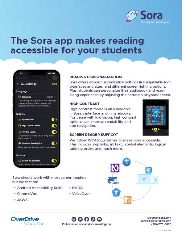 Accessibility features in Sora jacket cover