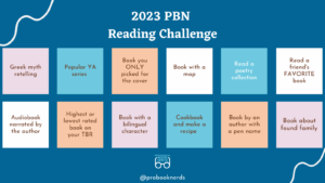 2023 PBN reading challenge for Twitter graphic