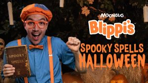 Title poster of Blippi's Spooky Spells Halloween